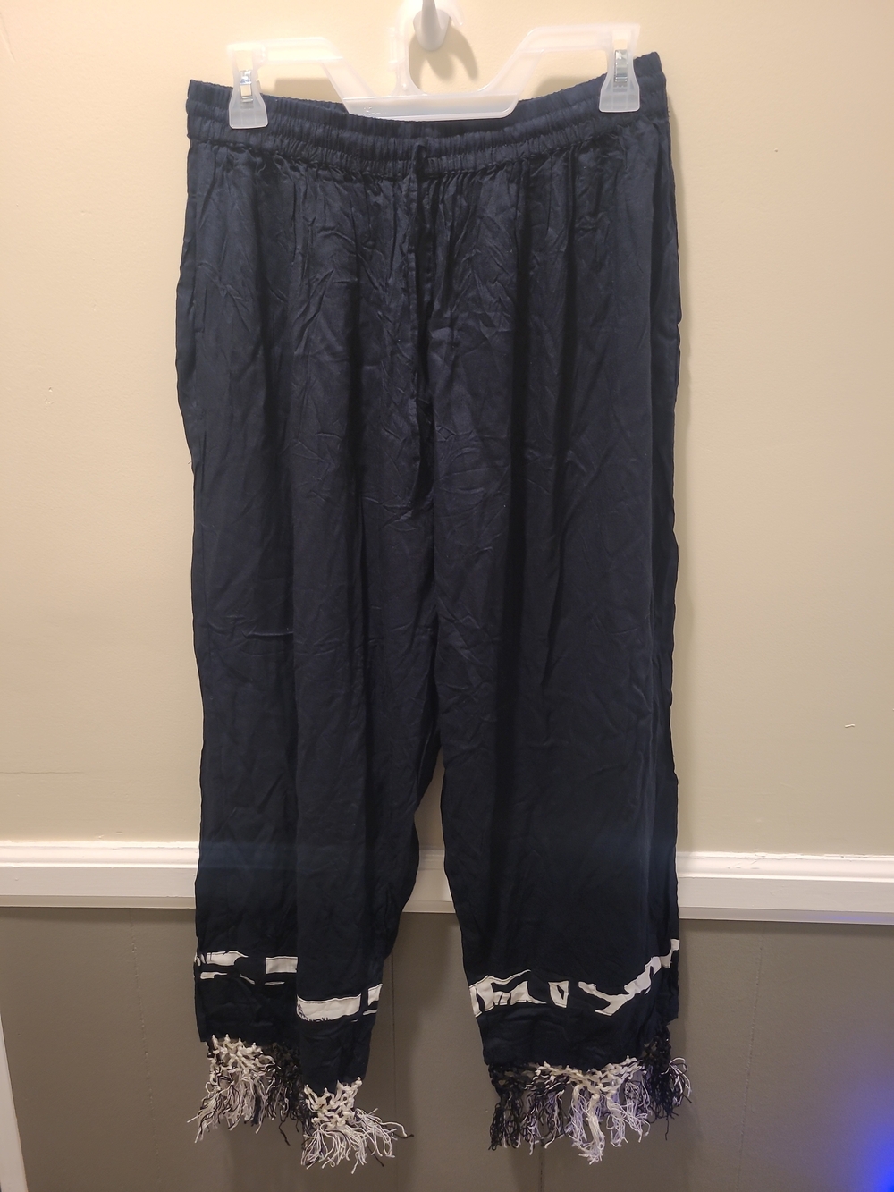 Magic Womens Boho Frilly Palazzo Pants  Made In India Large Super Lightweight Bk